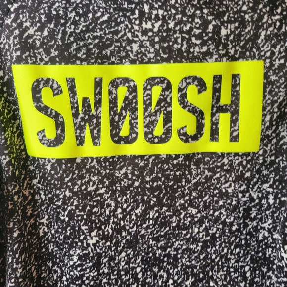 Nike Dri-FIT Pullover Hoodie XL Black Speckled Volt Green Swoosh Sweatshirt - Picture 12 of 14